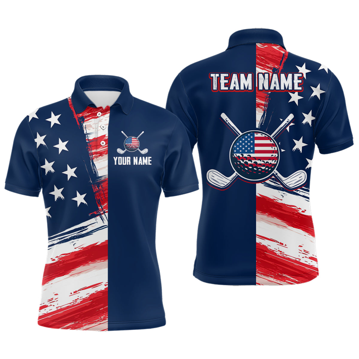 Custom American Flag Golf Polo Shirt for Men Women Patriotic Golf Polo US Shirt MMG25