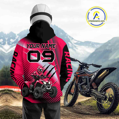 Custom Pink ATV Motocross Hoodie for Men Women Quad Shirt ATV Riding Hoodie MHATV21