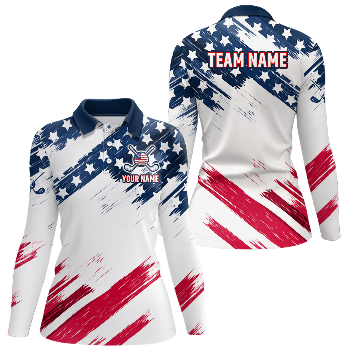 Custom Patriotic Golf Polo Shirt US Flag Golf Shirts for Men Women Team MMG30