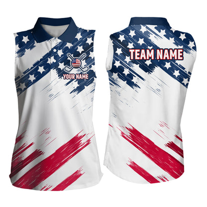Custom Patriotic Golf Polo Shirt US Flag Golf Shirts for Men Women Team MMG30