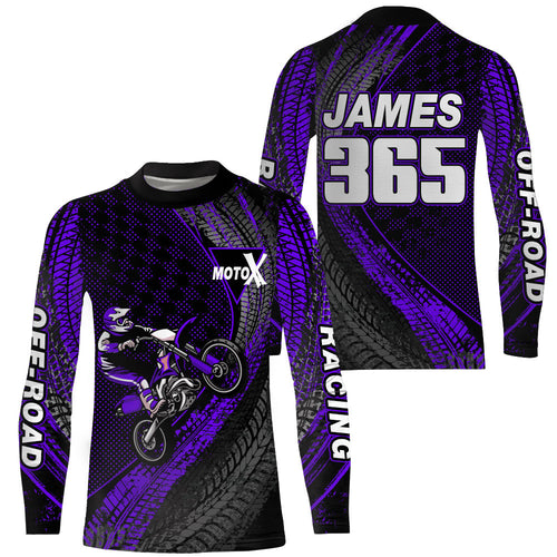 Dirt Bike Jersey Men Kid Women Upf30+ Purple Motocross Shirt Racing Off-Road Shirt XM203