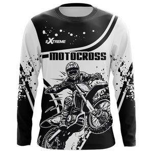 Motocross Jersey Black White UPF30+ Dirt Bike Shirt Men Kid MX Racing Motorcycle Jersey XM172