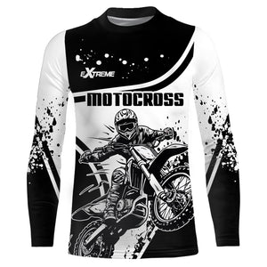 Motocross Jersey Black White UPF30+ Dirt Bike Shirt Men Kid MX Racing Motorcycle Jersey XM172