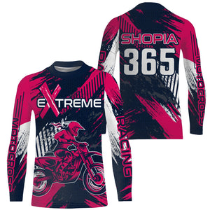 Pink Motocross Racing Jersey Upf30+ Off-road MX Racing Dirt Bike Jersey Kid Girl Women XM174