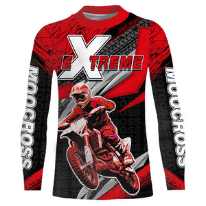 Motocross Racing Jersey Upf30+ Custom Dirt Bike Shirt Men Women Kid Red Off-Road XM120