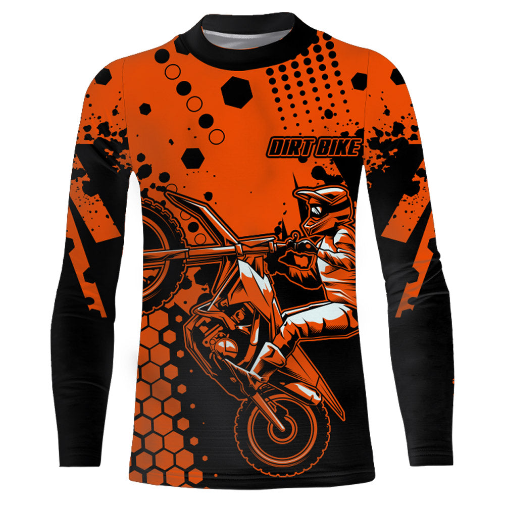 Dirt Bike Jersey UPF30+ Men Women Youth Motocross Shirt Orange MX Racing Shirt XM205