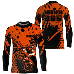 Dirt Bike Jersey UPF30+ Men Women Youth Motocross Shirt Orange MX Racing Shirt XM205