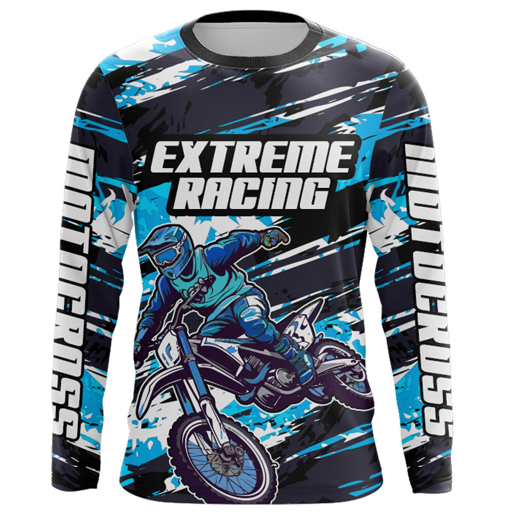 Motocross Racing Jersey Blue Men Kid Women Upf30+ Dirt Bike Off-Road MX Racing Shirt XM244