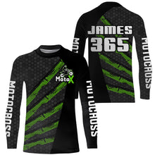 Load image into Gallery viewer, Motocross Racing Jersey Youth Green UPF30+ Kids Men Dirt Bike Shirt Motorcycle Riding Shirt XM206