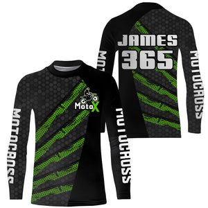 Motocross Racing Jersey Youth Green UPF30+ Kids Men Dirt Bike Shirt Motorcycle Riding Shirt XM206