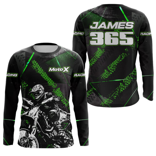 Motocross Racing Jersey UPF30+ Kid Men Dirt Bike Shirt Motorcycle Racing Jersey Green XM208