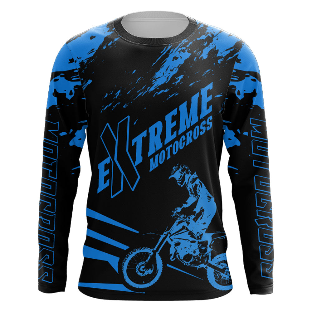 Motocross Jersey Dirt Bike Shirt Men Kid Women Youth UPF30+ Blue Racing Jersey Extreme Off-Road XM48