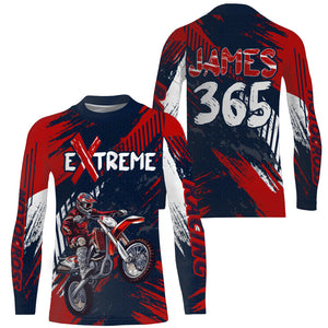 Motocross MX Jersey Men Women Kid UPF30+ Kid Men Dirt Bike Shirt Red Off-Road Racing Jersey XM56