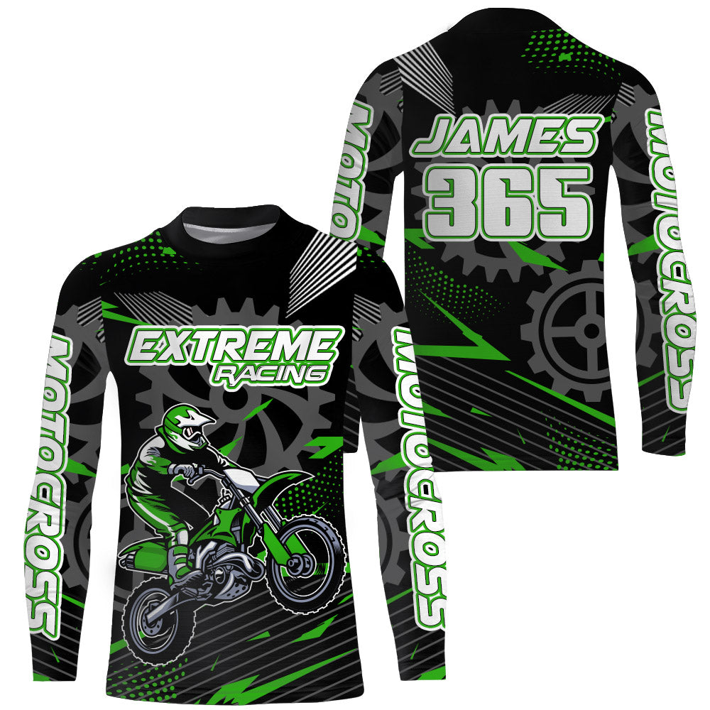 Green Motocross Racing Jersey UPF30+ Dirt Bike Shirt Kids Women Men Extreme Off-road Jersey XM134