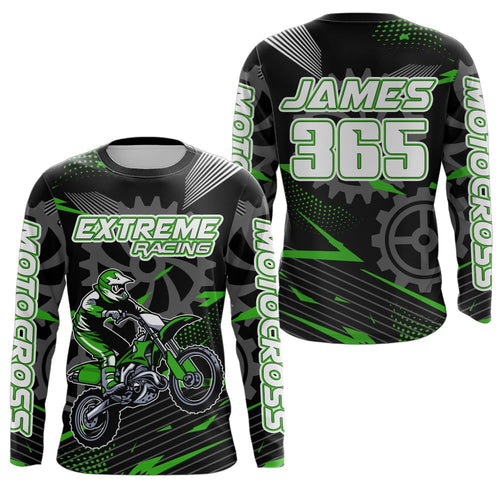 Green Motocross Racing Jersey UPF30+ Dirt Bike Shirt Kids Women Men Extreme Off-road Jersey XM134