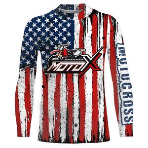 Motocross American Flag Racing Jersey UPF30+ Dirt Bike Shirt Youth Men Women Kid Motox Motorcycle XM72