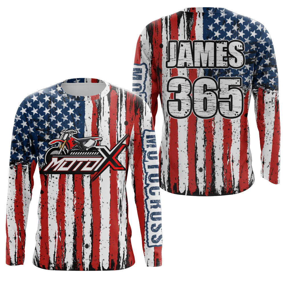 Motocross American Flag Racing Jersey UPF30+ Dirt Bike Shirt Youth Men Women Kid Motox Motorcycle XM72