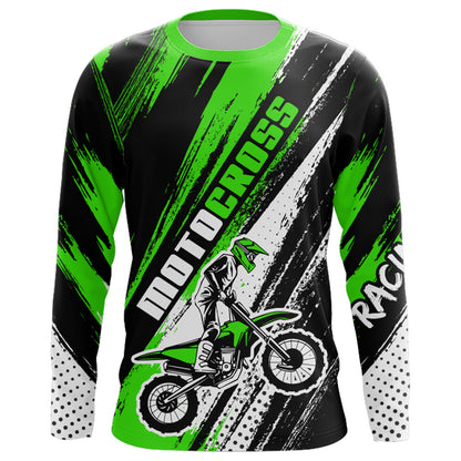Motocross Racing Jersey Youth Men Kid UPF30+ Green Dirt Bike Shirt Racing Off-Road Jersey XM213