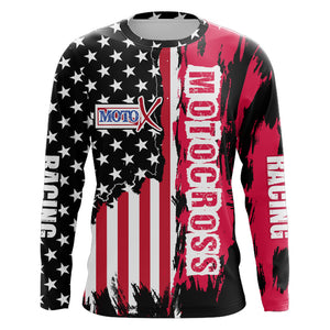 Dirt Bike Racing Jersey American Flag Motocross Youth Men UPF30+ Off-Road Motorcycle Shirt XM73