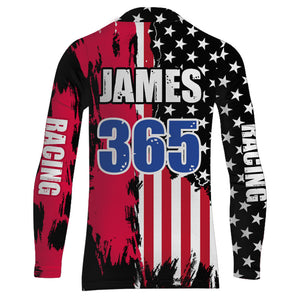 Dirt Bike Racing Jersey American Flag Motocross Youth Men UPF30+ Off-Road Motorcycle Shirt XM73