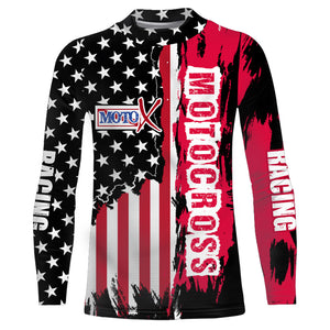 Dirt Bike Racing Jersey American Flag Motocross Youth Men UPF30+ Off-Road Motorcycle Shirt XM73