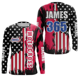 Dirt Bike Racing Jersey American Flag Motocross Youth Men UPF30+ Off-Road Motorcycle Shirt XM73