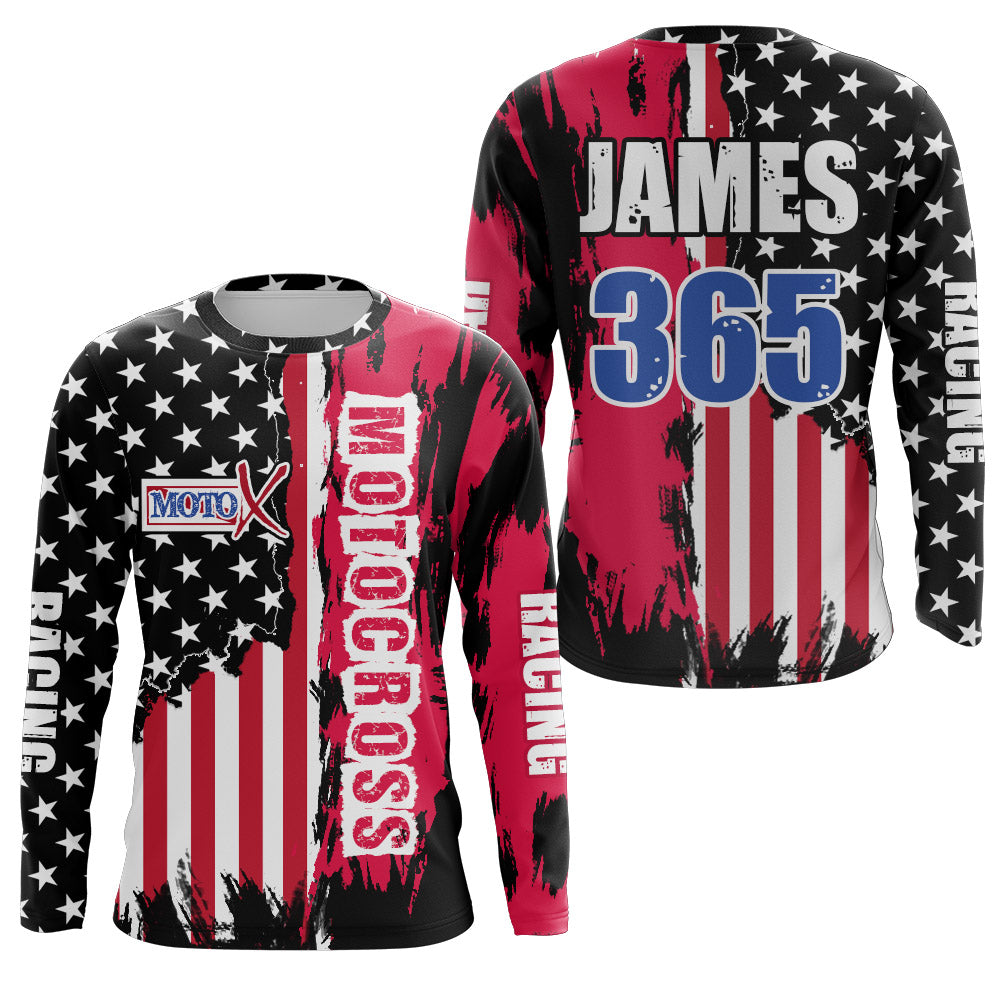 Dirt Bike Racing Jersey American Flag Motocross Youth Men UPF30+ Off-Road Motorcycle Shirt XM73