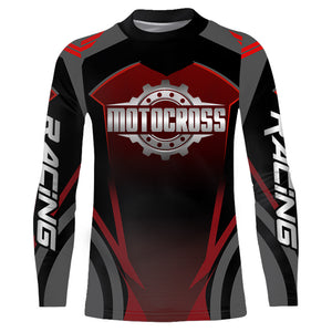 Motocross Racing Jersey Red Black Youth Dirt Bike Shirt UPF30+ Motorcycle Off-road Shirt XM187