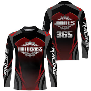 Motocross Racing Jersey Red Black Youth Dirt Bike Shirt UPF30+ Motorcycle Off-road Shirt XM187