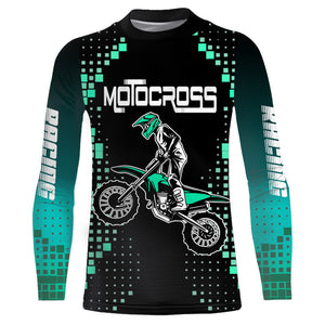 Motocross Shirt Men Kid Youth UPF30+ Custom Dirt Bike Jersey MX Off-Road Blue Black XM189