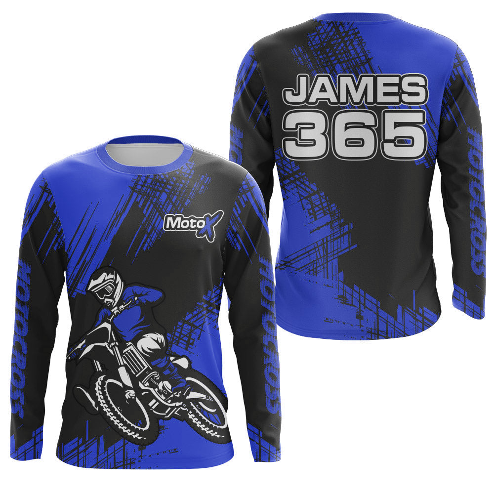 Blue Motocross Racing Jersey Men Kid Upf30+ Dirt Bike Off-Road Shirt MX Jersey XM192