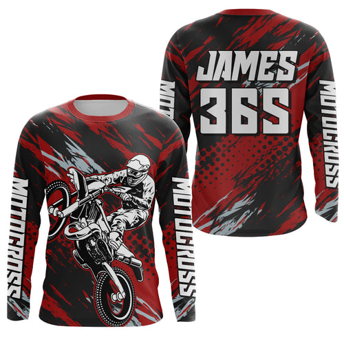 Red Motocross Racing Jersey Youth UPF30+ Dirt Bike Shirt Off-Road MX Racing Jersey XM149