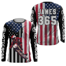 Load image into Gallery viewer, American Flag Racing Jersey Adult&amp;Kid UPF30+ Motocross Custom Dirt Bike Shirt Motorcycle XM95