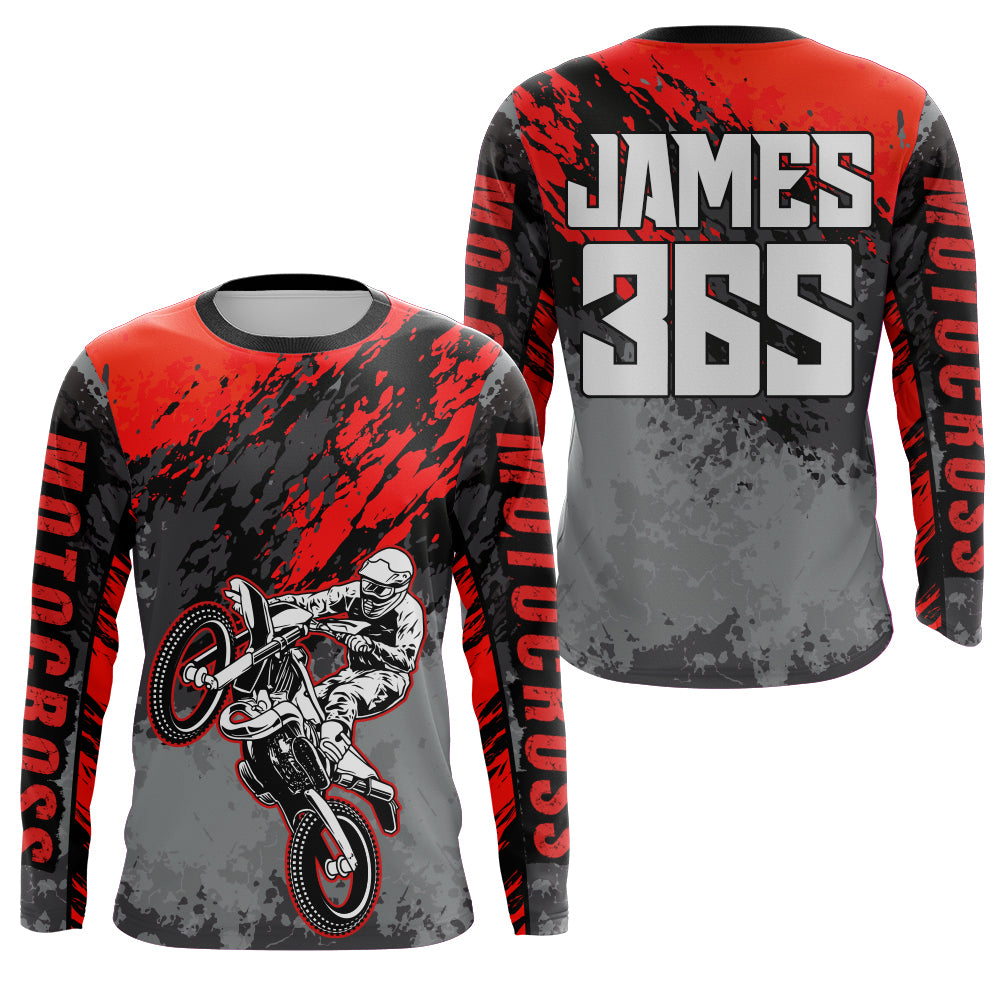 Motocross Racing Jersey Red Upf30+ Dirt Bike Shirt Men Women Kid MX Off-Road Jersey XM154