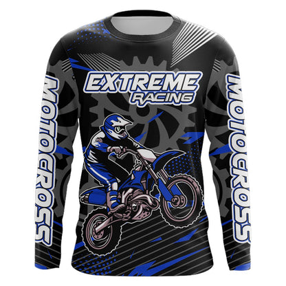 Blue Motocross Racing Jersey Upf30+ Dirt Bike Shirt Kids Women Men Off-road Jersey XM199