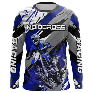 Motocross Racing Jersey Blue Upf30+ Dirt Bike Shirt Youth Men Kid Motorcycle Racing Jersey XM234