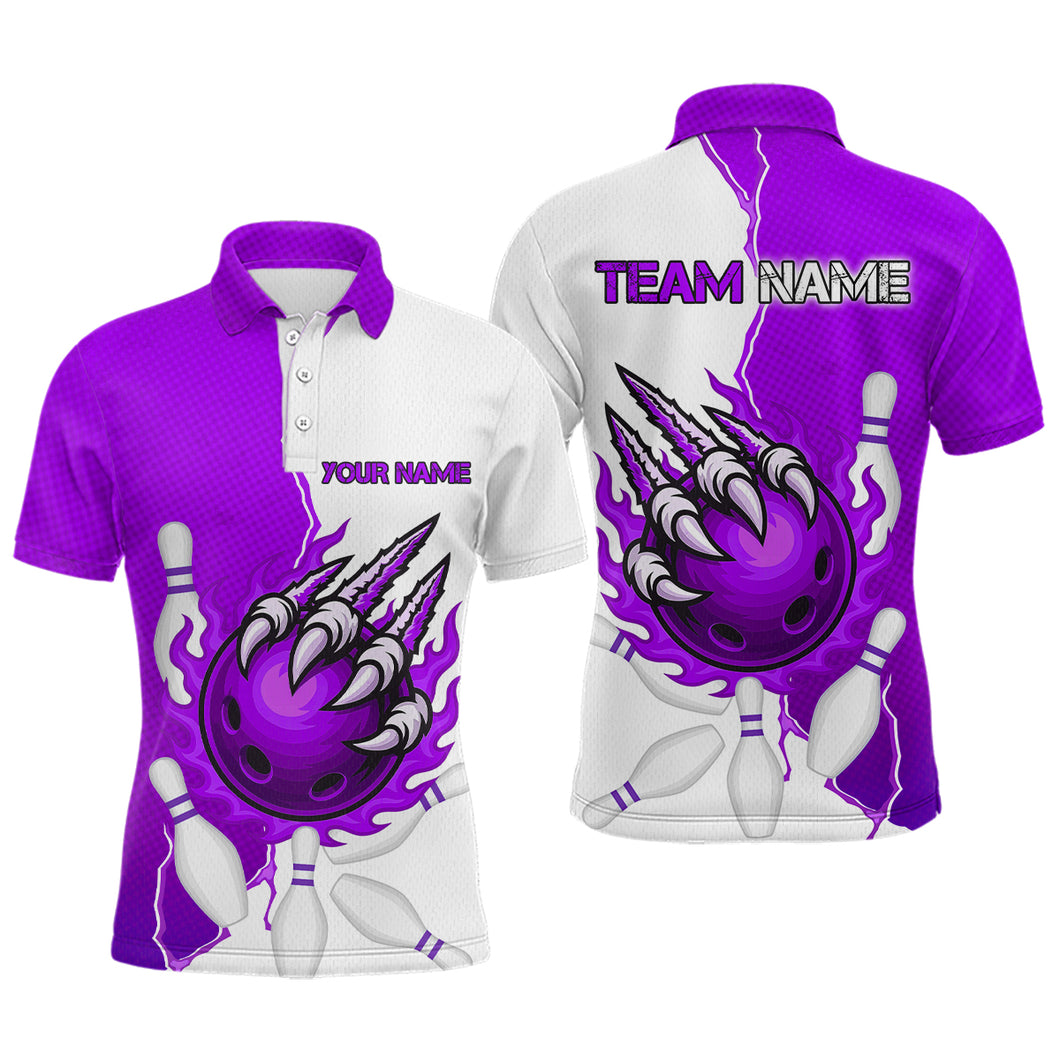 Custom Sharp Claws Bowling Shirt Purple Men Women Team Bowling Flaming Jerseys MBL91