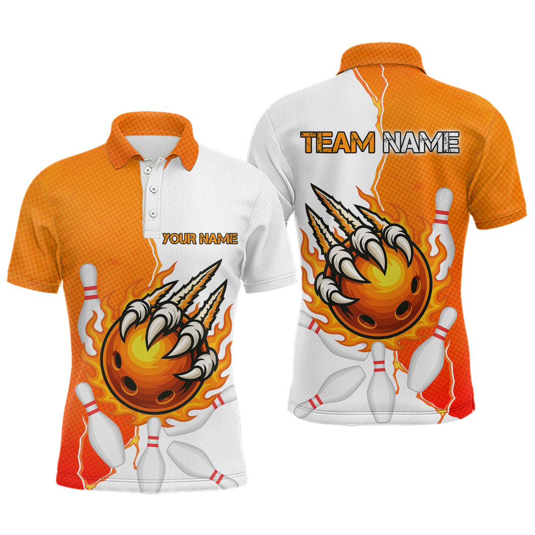 Custom Sharp Claws Bowling Shirt Orange Men Women Team Bowling Flaming Jerseys MBL91
