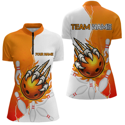Custom Sharp Claws Bowling Shirt Orange Men Women Team Bowling Flaming Jerseys MBL91