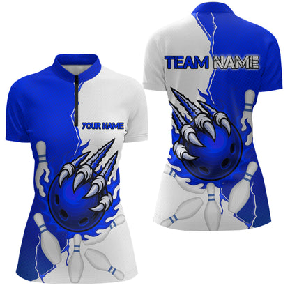 Custom Sharp Claws Bowling Shirt Blue Men Women Team Bowling Flaming Jerseys MBL91