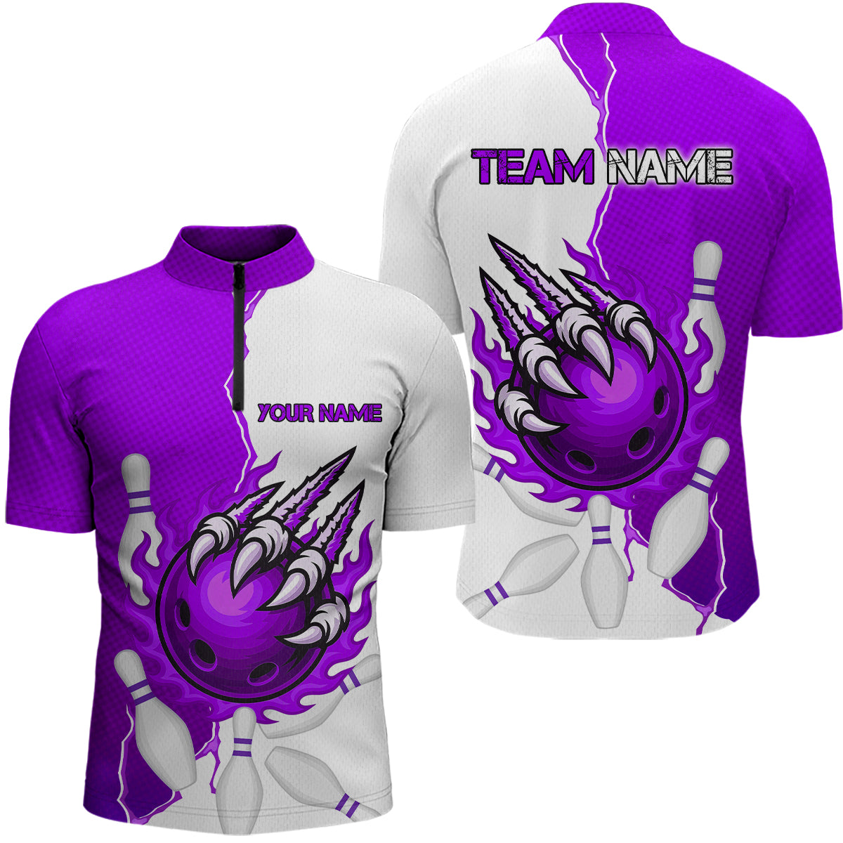 Custom Sharp Claws Bowling Shirt Purple Men Women Team Bowling Flaming Jerseys MBL91