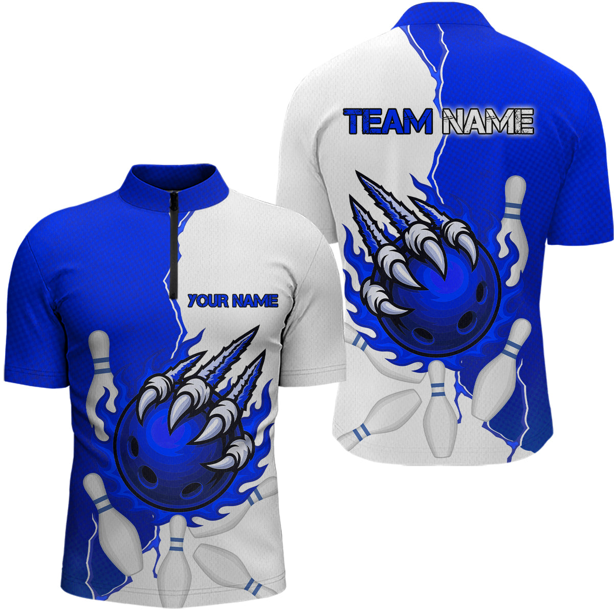 Custom Sharp Claws Bowling Shirt Blue Men Women Team Bowling Flaming Jerseys MBL91