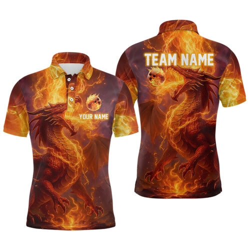 Custom Dragon Bowling Shirt for Men Women Bowling Jersey Flaming Bowling Shirt MBL94