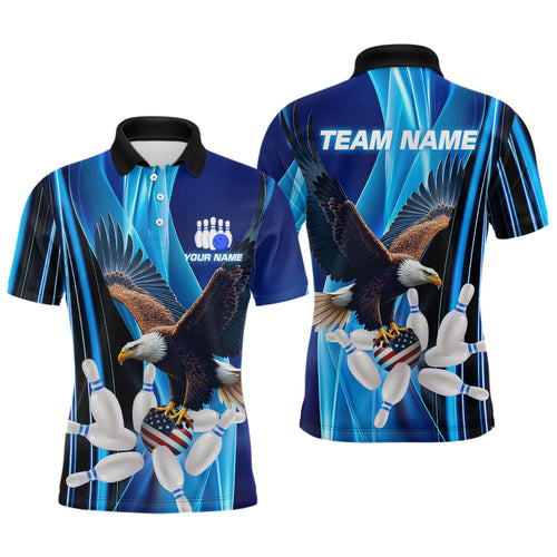 Custom Blue Eagle Bowling Shirt for Men Women Team Bowling Polo Shirts & 1/4 Zip MBL95