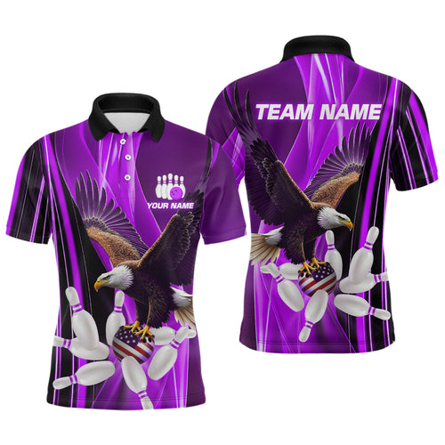 Custom Purple Eagle Bowling Shirt for Men Women Team Bowling Polo Shirts & 1/4 Zip MBL95