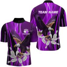 Load image into Gallery viewer, Custom Purple Eagle Bowling Shirt for Men Women Team Bowling Polo Shirts &amp; 1/4 Zip MBL95