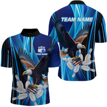 Load image into Gallery viewer, Custom Blue Eagle Bowling Shirt for Men Women Team Bowling Polo Shirts &amp; 1/4 Zip MBL95