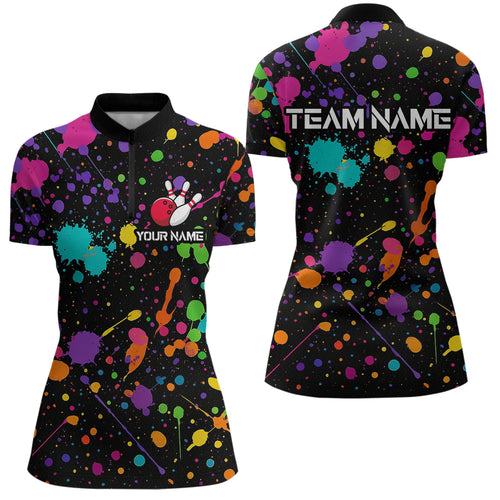 Colorful Watercolor Bowling Shirt for Men Women Custom Team Bowling Polo & Quarter Zip MBL98
