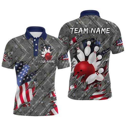 American Flag Bowling Shirt for Men and Women Patriotic Bowling Jere for Bowlers MBL38