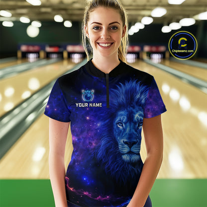 Lion Bowling Shirts for Men Women Team Custom Bowling Polo and Quarter Zip MBL128
